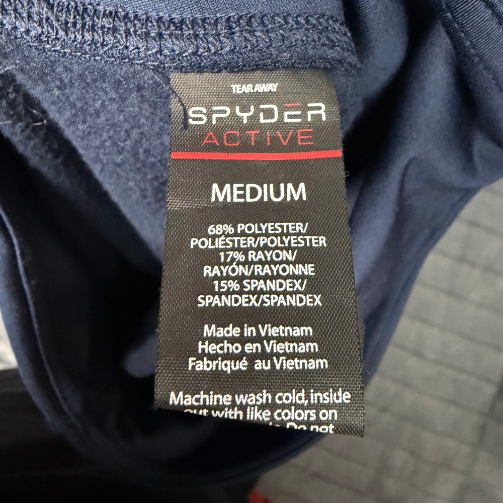 Spyder Active Leggings Womens Medium Navy Blue High Rise Back Zip Pocket Stretch - Picture 7 of 10